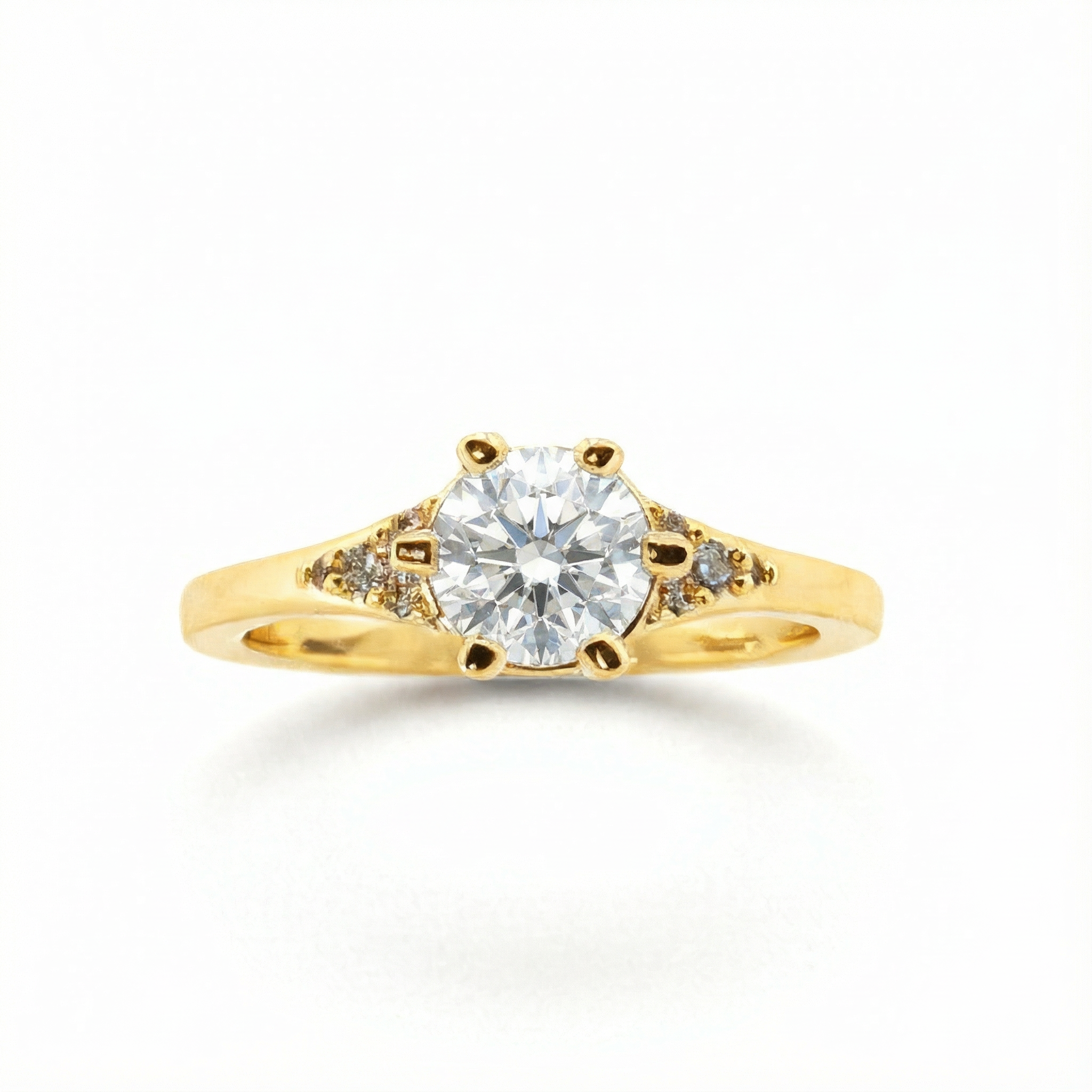 Three-Stone Style Gold Diamond Engagement Ring