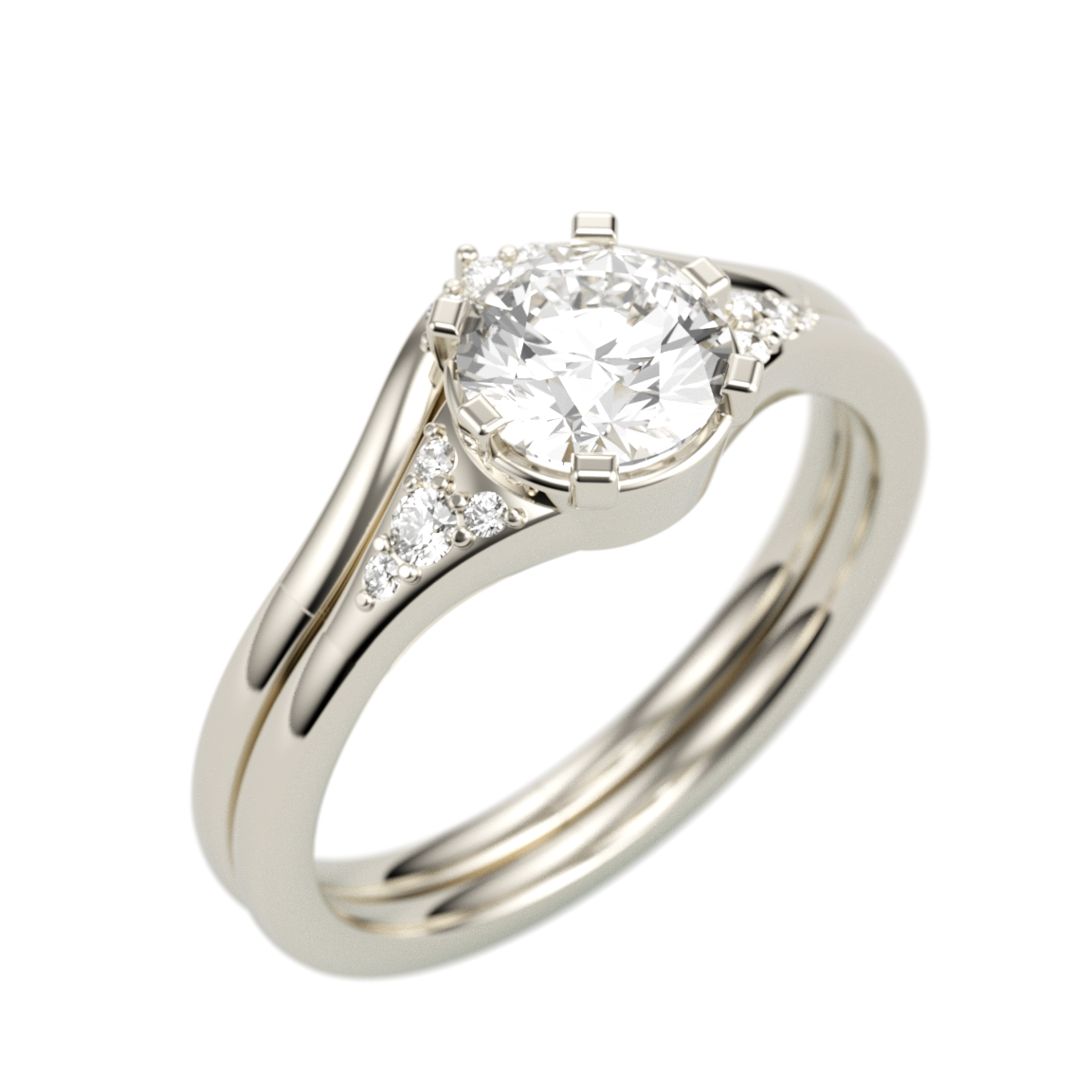 Three-Stone Style Gold Diamond Engagement Ring