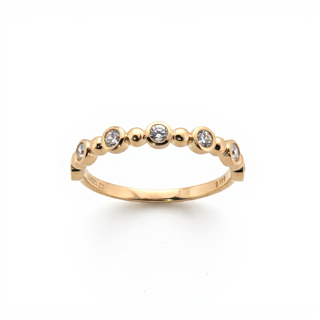 Diamond Bezel Alternating Wedding Band