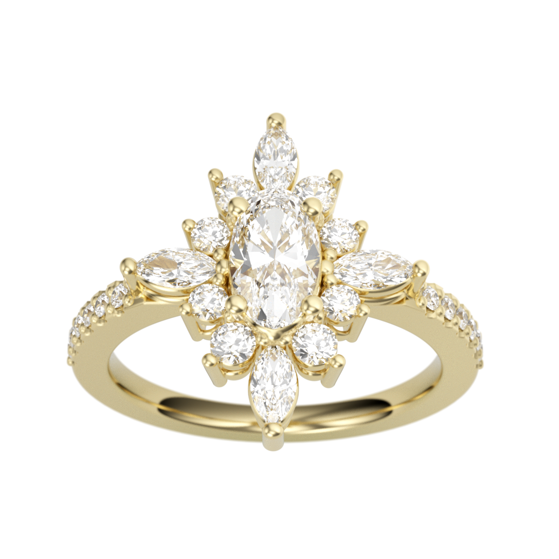 Vintage-Inspired Starburst Gold Diamond Ring