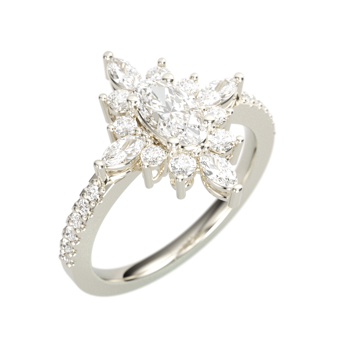 Vintage-Inspired Starburst Gold Diamond Ring