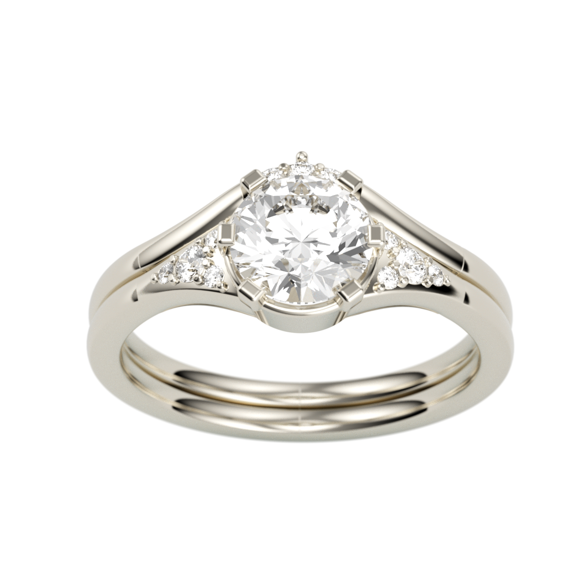 Three-Stone Style Gold Diamond Engagement Ring