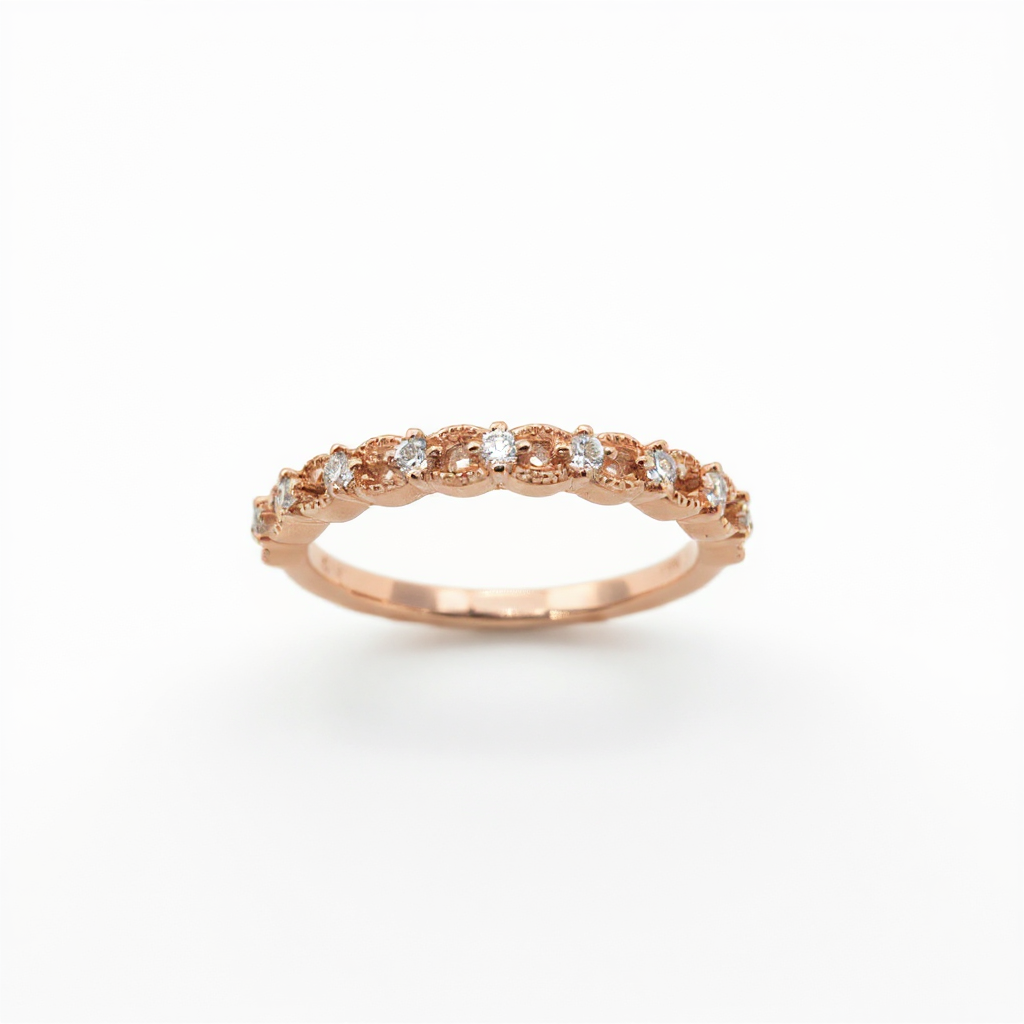 Diamond Wedding Band with Milgrain Edge